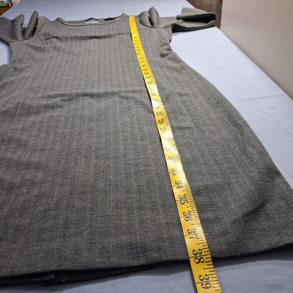 Noir Womens Sheath Dress Sz M Gray Herringbone 3/4 Sleeve Poly/Viscose Spandex - Picture 6 of 16